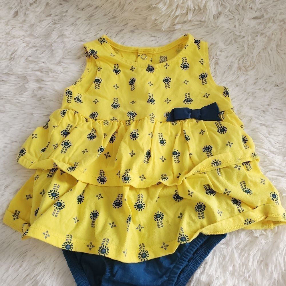 Baby Girl's Just One You Size 18 Month Yellow and Blue Flower Dress